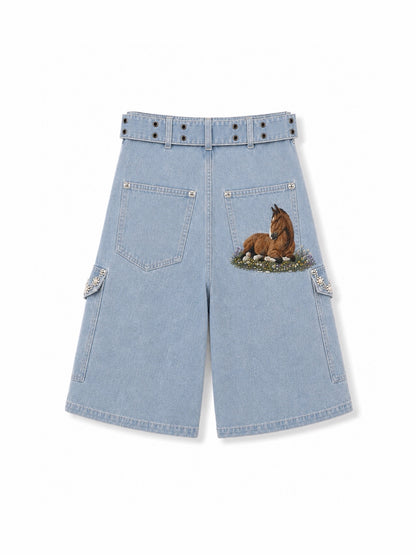 Caballo Denim Embellished Jort