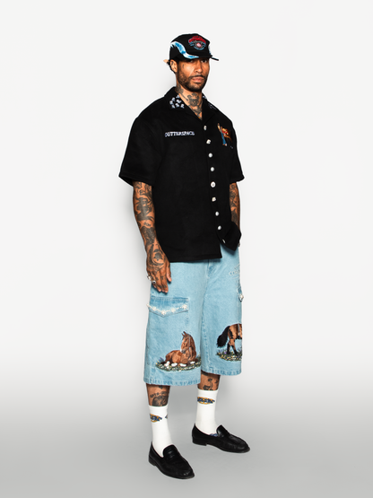 Black Embellish Cowboy Shirt