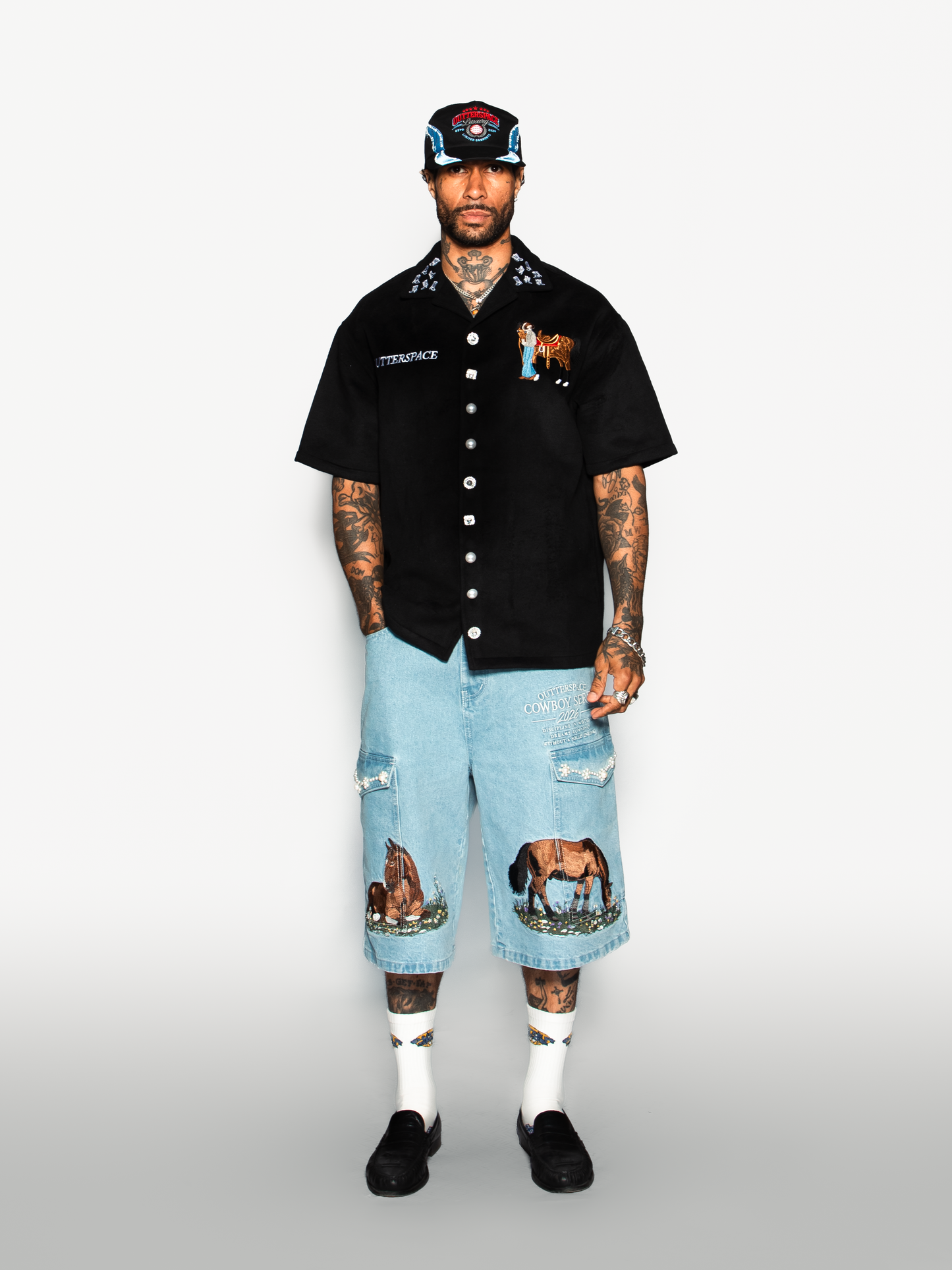 Black Embellish Cowboy Shirt