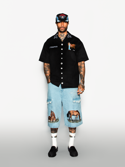 Black Embellish Cowboy Shirt