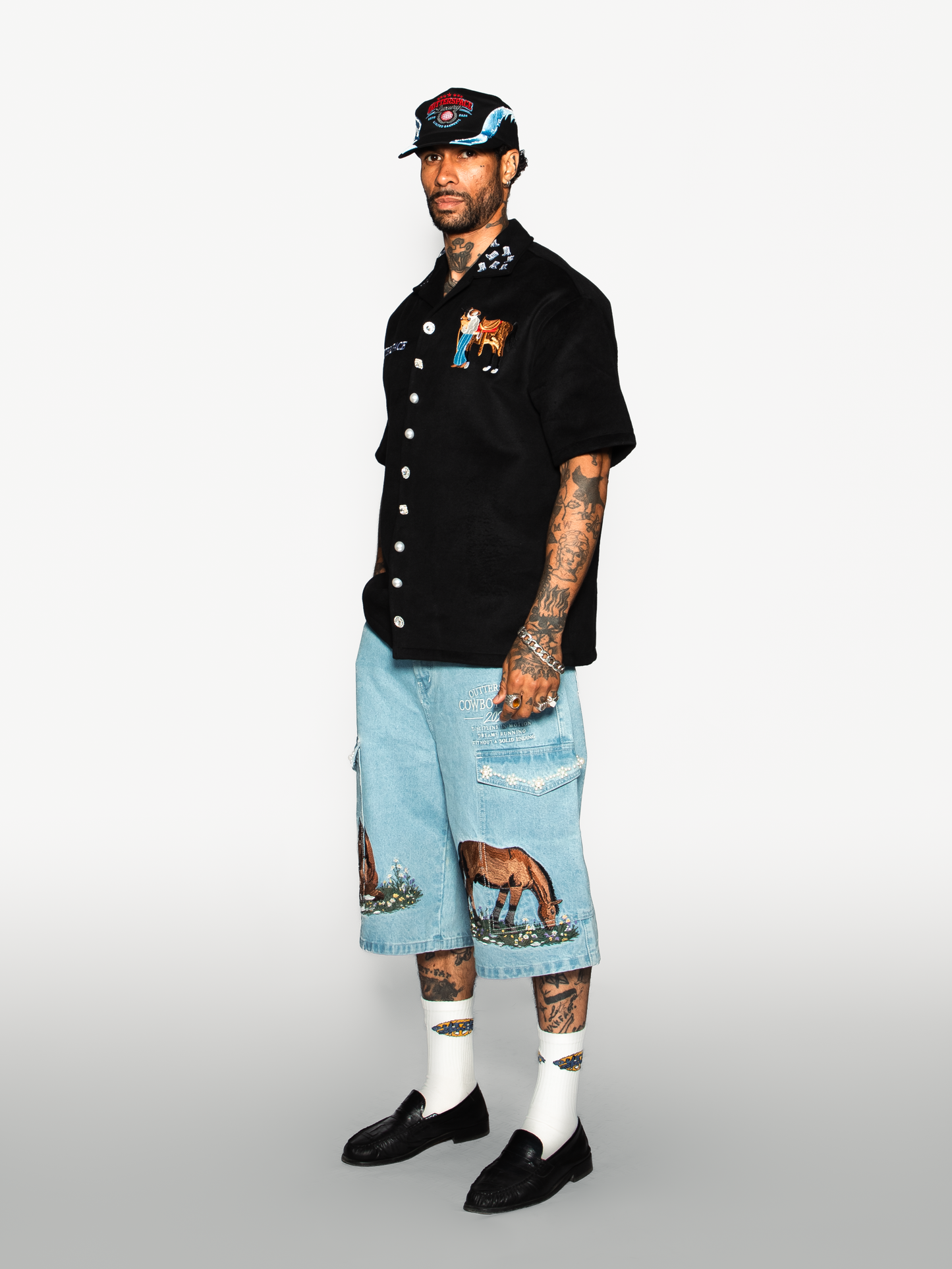 Black Embellish Cowboy Shirt