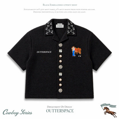 Black Embellish Cowboy Shirt