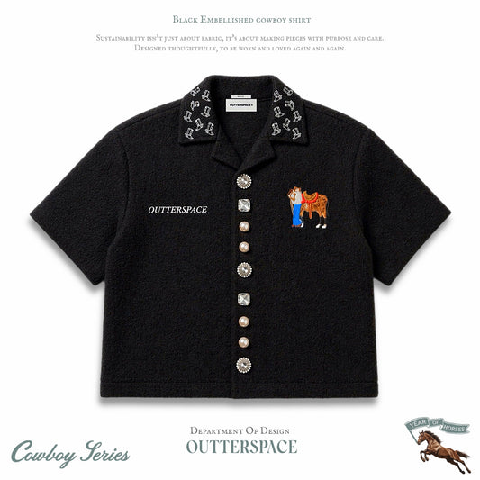 Black Embellish Cowboy Shirt